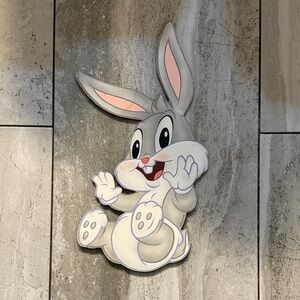 Gray and White Cartoon Bunny Wall Decor